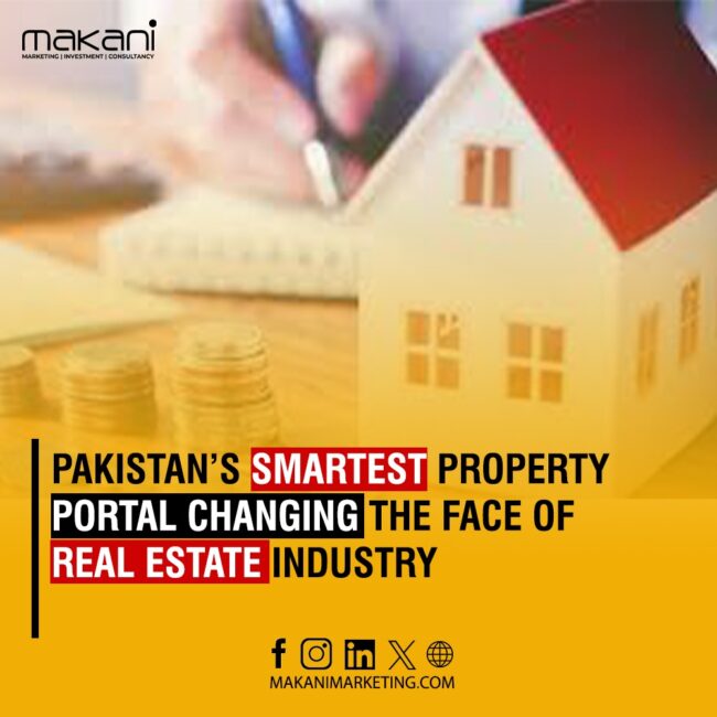 Illustration of a digital interface showcasing property listings, representing Pakistan's Smartest Property Portal revolutionizing the real estate industry.