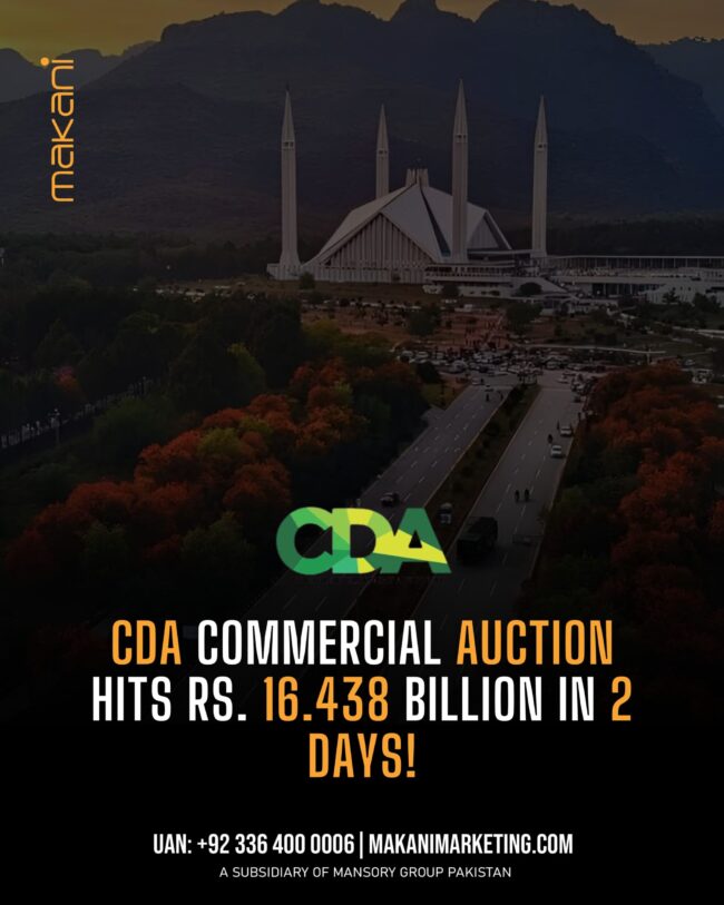 CDA Commercial Property Auction Fetches Rs. 16.438 Billion 🇵🇰
