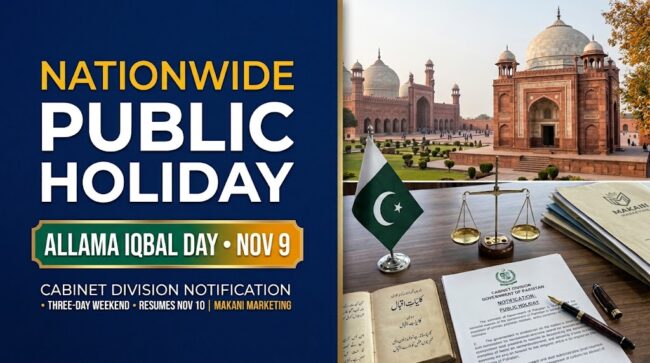 Federal Government Declares November 9 Nationwide Public Holiday for Allama Iqbal Day: Cabinet Division Issues Official Notification Federal Government Declares November 9 Nationwide Public Holiday for Allama Iqbal Day: Cabinet Division Issues Official Notification