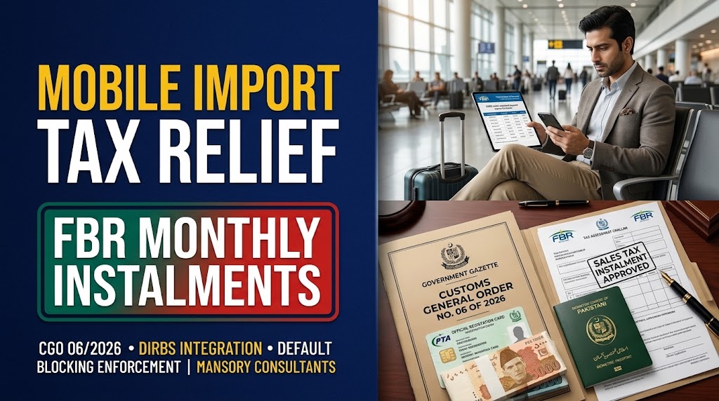 FBR Announces Monthly Instalments for Mobile Import Sales Tax via DIRBS Under CGO 06/2026: Device Blocking Enforced on Default