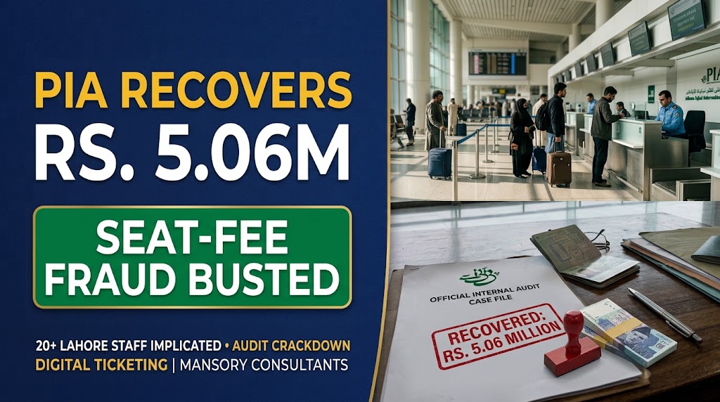 PIA Recovers Rs. 5.06M in Seat-Fee Embezzlement from Lahore Airport Ground Staff
