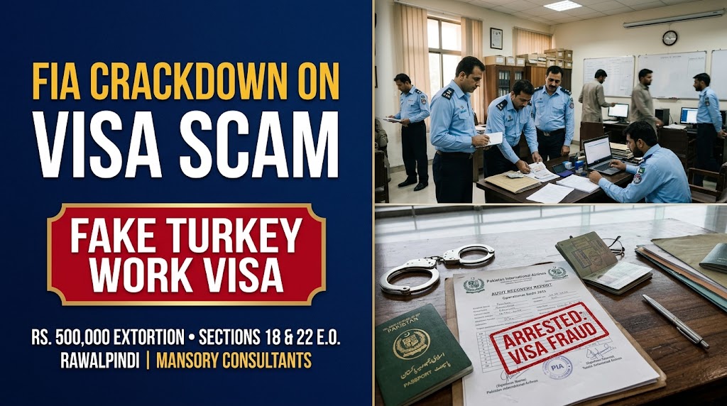 FIA Rawalpindi Apprehends Suspect in Rs. 500,000 Fake Turkey Work Visa Scam