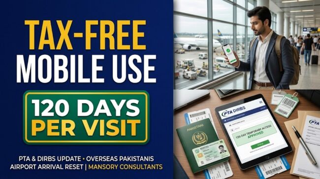 PTA Allows Overseas Pakistanis & Foreign Visitors to Use Phones Tax-Free for 120 Days per Visit via DIRBS