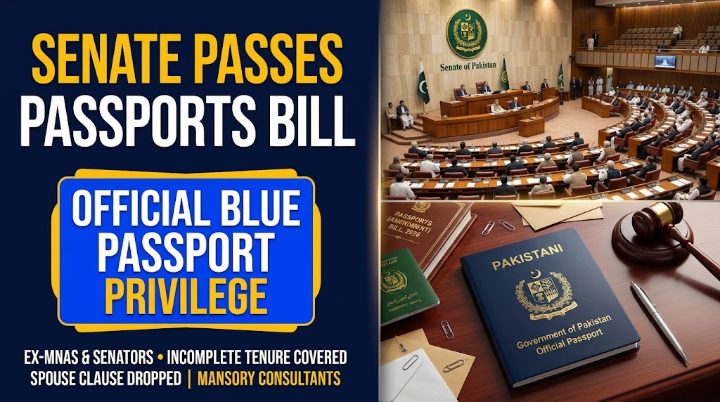 Mansory Consultants, Mansory Consultants Visa, Passports Amendment Bill 2026, Senate of Pakistan, Official Blue Passport, Ex Lawmakers Blue Passport, Passport Rules 2021, Ministry of Interior, DGI&P Pakistan, National Assembly Pakistan, Official Gratis Passport