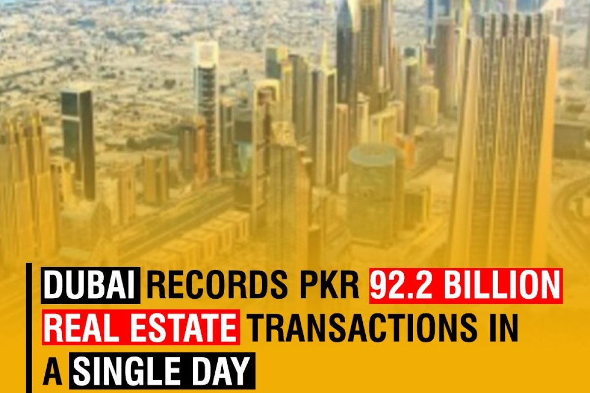 Dubai skyline with real estate buildings showcasing record transactions