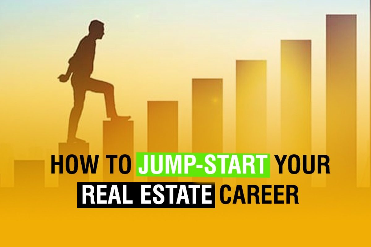 Real estate agent showing a house to clients to jump-start their real estate career